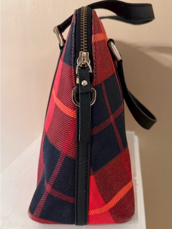 KATE SPADE NEWBURY RED TARTAN PLAID TOP HANDLE CROSSBODY RACHELLE SATCHEL (EUC) - Picture 4 of 15